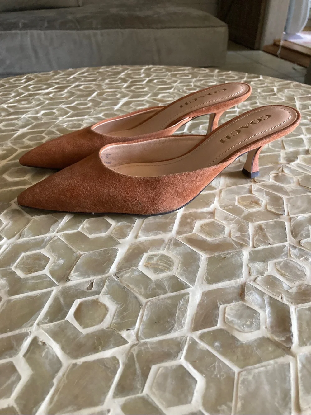 SOLD! Coach Renn Suede Mule in ‘Burnished Amber’ (5.5)